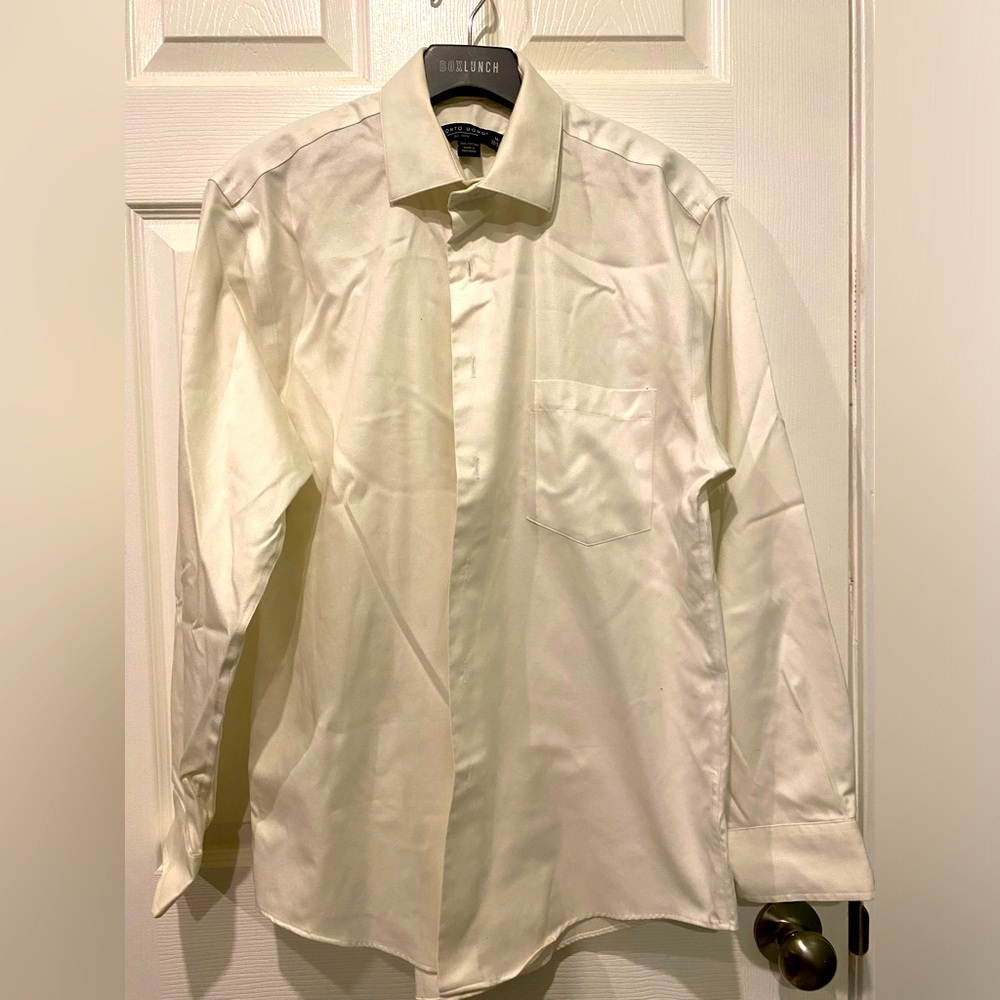 EUC Pronto Uomo Men's Cream Dress Shirt
